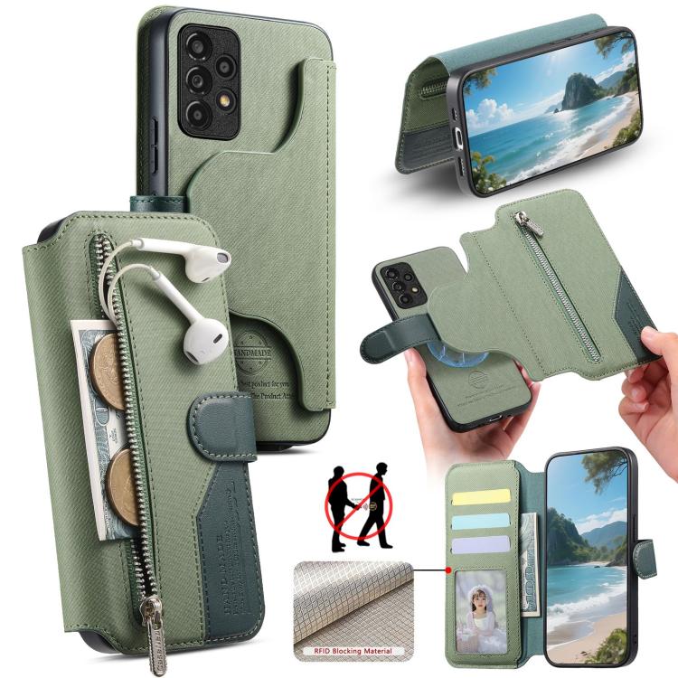 Housse de téléphone en cuir avec portefeuille à fermeture éclair antivol RFID MagSafe en tissu sergé, pour Galaxy A33 5G, pour Galaxy A13 4G, pour Galaxy A13 5G