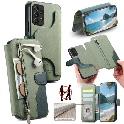 Housse de téléphone en cuir avec portefeuille à fermeture éclair antivol RFID MagSafe en tissu sergé, pour Galaxy A33 5G, pour Galaxy A13 4G, pour Galaxy A13 5G