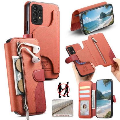 Housse de téléphone en cuir avec portefeuille à fermeture éclair antivol RFID MagSafe en tissu sergé, pour Galaxy A33 5G, pour Galaxy A13 4G, pour Galaxy A13 5G