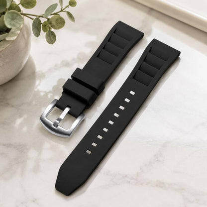 xDfind Silver Buckle Quick Release Silicone Watch Band, 20mm, 22mm