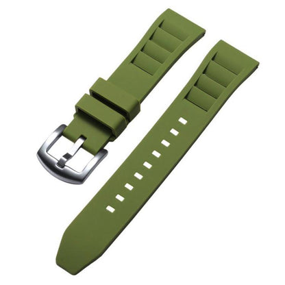 xDfind Silver Buckle Quick Release Silicone Watch Band, 20mm, 22mm