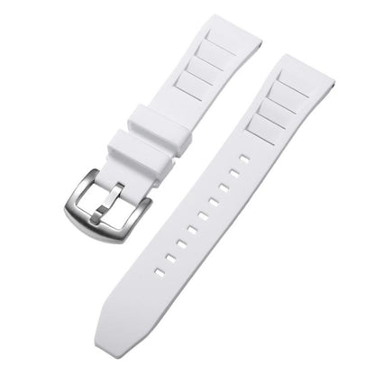 xDfind Silver Buckle Quick Release Silicone Watch Band, 20mm, 22mm