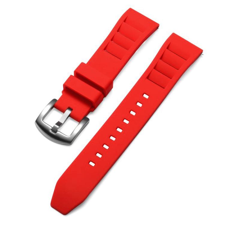 xDfind Silver Buckle Quick Release Silicone Watch Band, 20mm, 22mm