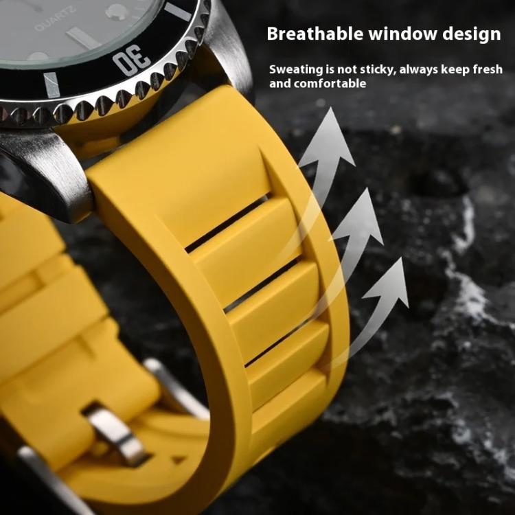 xDfind Silver Buckle Quick Release Silicone Watch Band, 20mm, 22mm