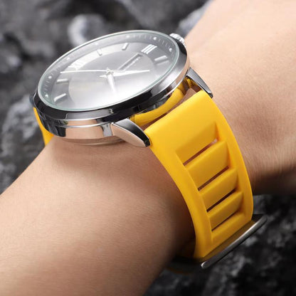 xDfind Silver Buckle Quick Release Silicone Watch Band, 20mm, 22mm