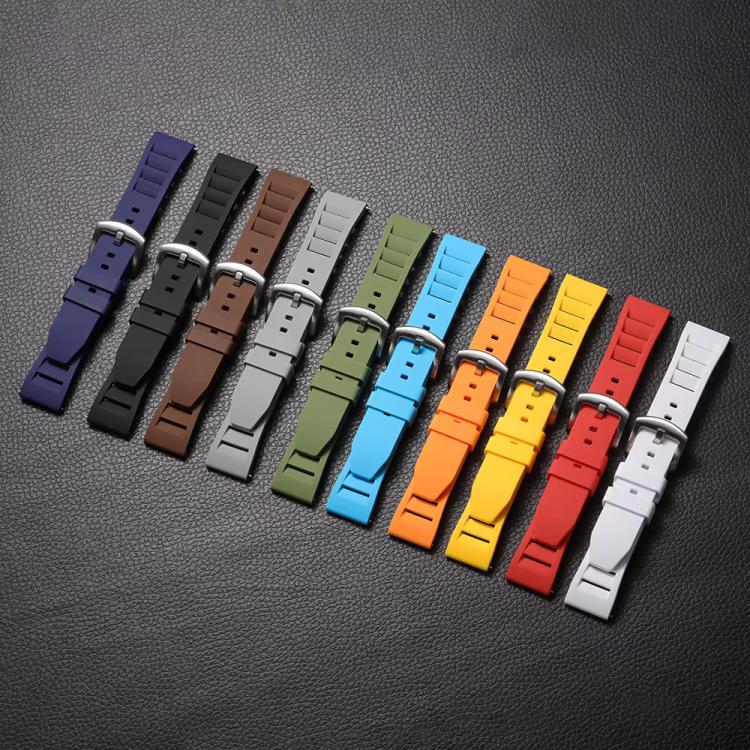 xDfind Silver Buckle Quick Release Silicone Watch Band, 20mm, 22mm