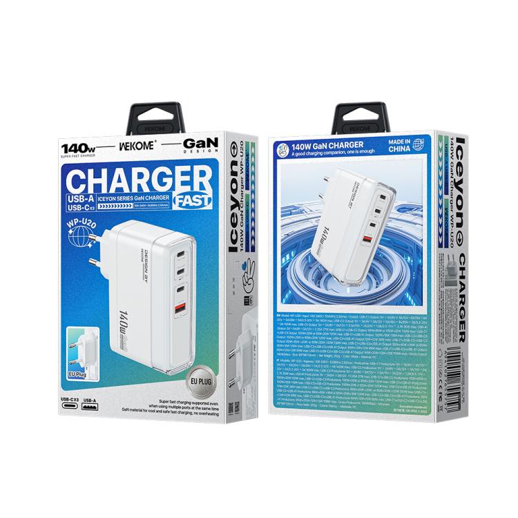 WK WP-U20 lceyon 140W GaN Multi-function Charger, EU Plug, UK Plug