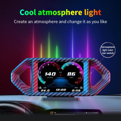 P26 Car HUD Head-Up Display Multi-function LCD OBD Smart Gauge Slope Meter Accelerometer