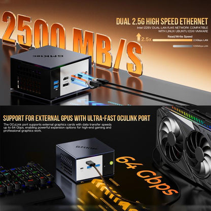 GMKtec EVO-X1 AI Mini PC, AMD Ryzen AI 9 HX 370, Radeon 890M, Oculink Port