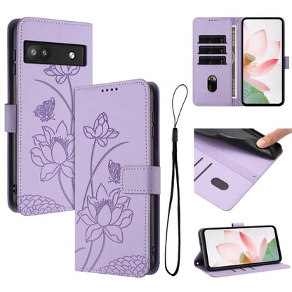 Lotus Embossed Leather Phone Case with Lanyard, For Google Pixel 11 Pro XL, For Google Pixel 11 / 11 Pro, For Google Pixel 10a, For Google Pixel 10 Pro XL / 9 Pro XL, For Google Pixel 10 / 10 Pro / 9 / 9 Pro, For Google Pixel 9a, For Google Pixel 8a   ...