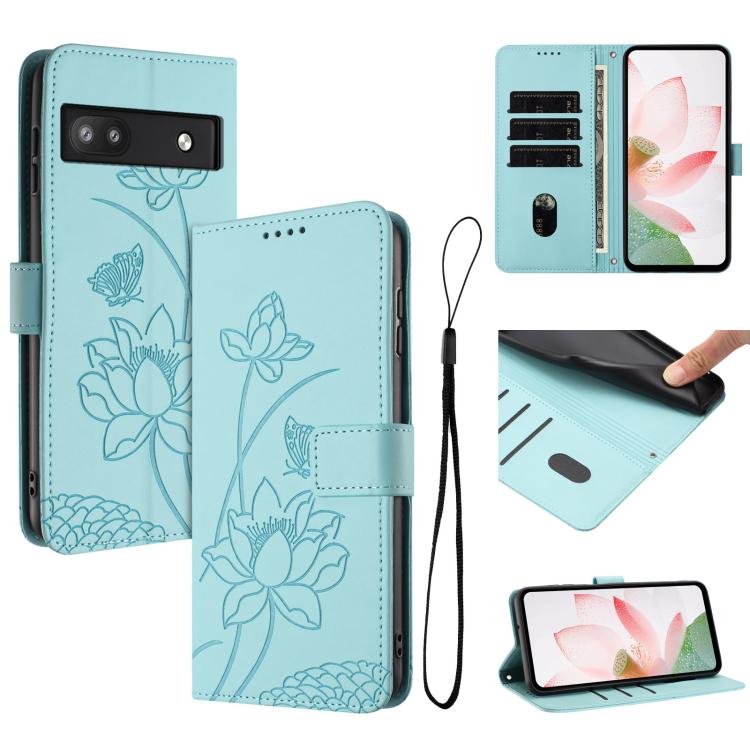 Lotus Embossed Leather Phone Case with Lanyard, For Google Pixel 11 Pro XL, For Google Pixel 11 / 11 Pro, For Google Pixel 10a, For Google Pixel 10 Pro XL / 9 Pro XL, For Google Pixel 10 / 10 Pro / 9 / 9 Pro, For Google Pixel 9a, For Google Pixel 8a   ...