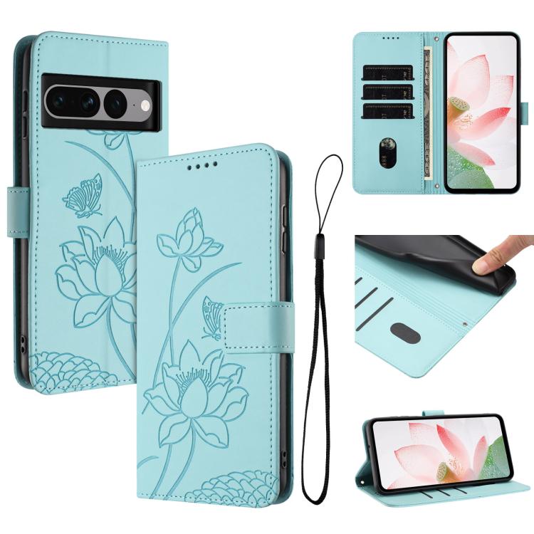 Lotus Embossed Leather Phone Case with Lanyard, For Google Pixel 11 Pro XL, For Google Pixel 11 / 11 Pro, For Google Pixel 10a, For Google Pixel 10 Pro XL / 9 Pro XL, For Google Pixel 10 / 10 Pro / 9 / 9 Pro, For Google Pixel 9a, For Google Pixel 8a   ...