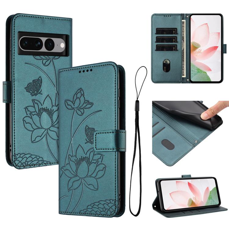 Lotus Embossed Leather Phone Case with Lanyard, For Google Pixel 11 Pro XL, For Google Pixel 11 / 11 Pro, For Google Pixel 10a, For Google Pixel 10 Pro XL / 9 Pro XL, For Google Pixel 10 / 10 Pro / 9 / 9 Pro, For Google Pixel 9a, For Google Pixel 8a   ...