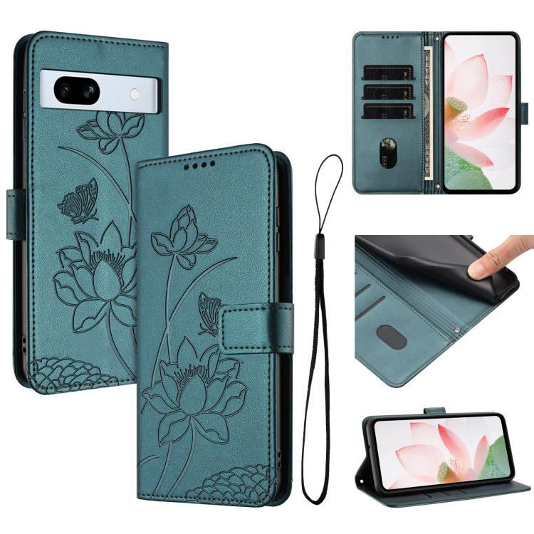 Lotus Embossed Leather Phone Case with Lanyard, For Google Pixel 11 Pro XL, For Google Pixel 11 / 11 Pro, For Google Pixel 10a, For Google Pixel 10 Pro XL / 9 Pro XL, For Google Pixel 10 / 10 Pro / 9 / 9 Pro, For Google Pixel 9a, For Google Pixel 8a   ...