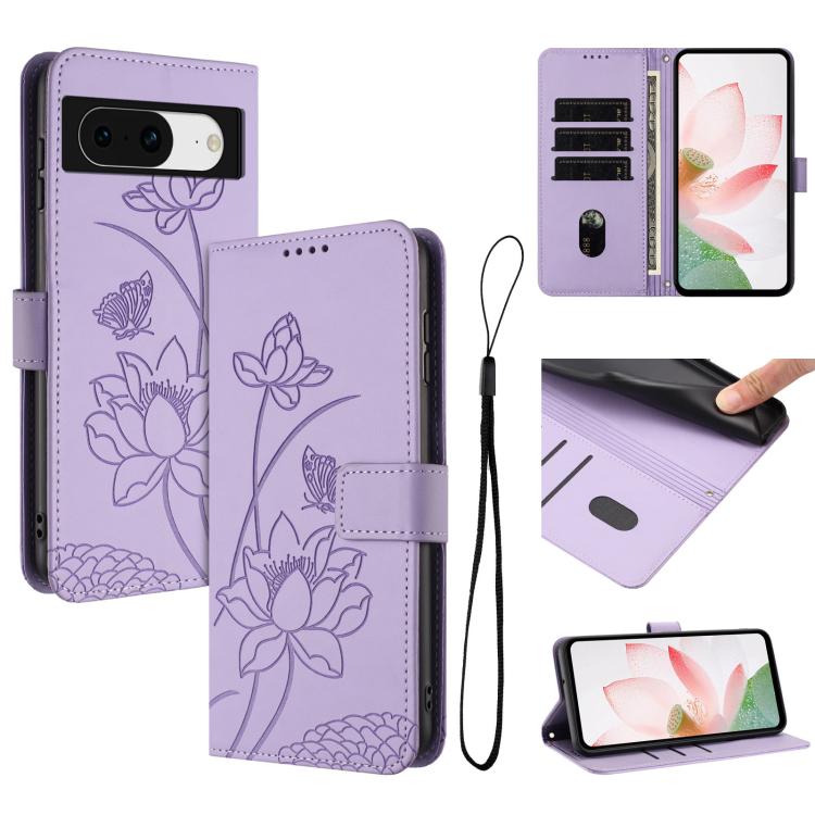 Lotus Embossed Leather Phone Case with Lanyard, For Google Pixel 11 Pro XL, For Google Pixel 11 / 11 Pro, For Google Pixel 10a, For Google Pixel 10 Pro XL / 9 Pro XL, For Google Pixel 10 / 10 Pro / 9 / 9 Pro, For Google Pixel 9a, For Google Pixel 8a   ...