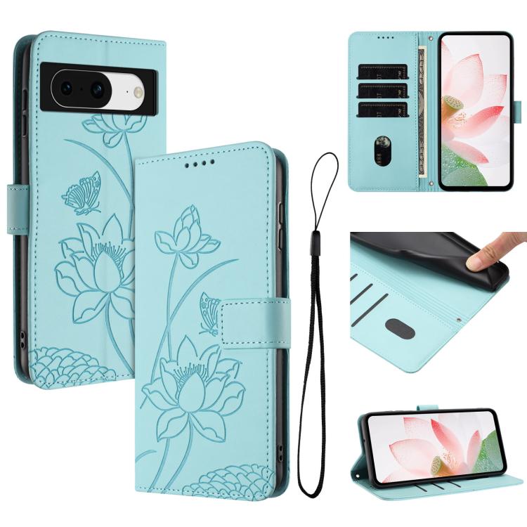 Lotus Embossed Leather Phone Case with Lanyard, For Google Pixel 11 Pro XL, For Google Pixel 11 / 11 Pro, For Google Pixel 10a, For Google Pixel 10 Pro XL / 9 Pro XL, For Google Pixel 10 / 10 Pro / 9 / 9 Pro, For Google Pixel 9a, For Google Pixel 8a   ...