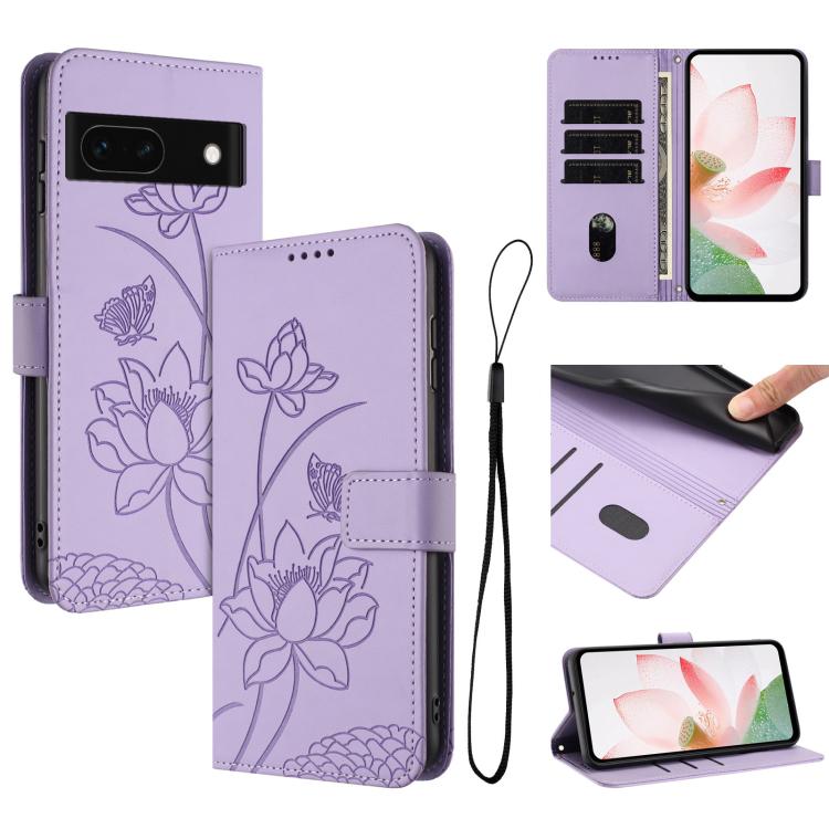 Lotus Embossed Leather Phone Case with Lanyard, For Google Pixel 11 Pro XL, For Google Pixel 11 / 11 Pro, For Google Pixel 10a, For Google Pixel 10 Pro XL / 9 Pro XL, For Google Pixel 10 / 10 Pro / 9 / 9 Pro, For Google Pixel 9a, For Google Pixel 8a   ...