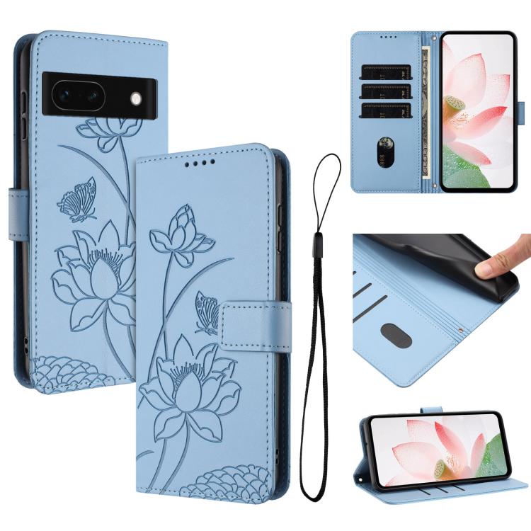 Lotus Embossed Leather Phone Case with Lanyard, For Google Pixel 11 Pro XL, For Google Pixel 11 / 11 Pro, For Google Pixel 10a, For Google Pixel 10 Pro XL / 9 Pro XL, For Google Pixel 10 / 10 Pro / 9 / 9 Pro, For Google Pixel 9a, For Google Pixel 8a   ...