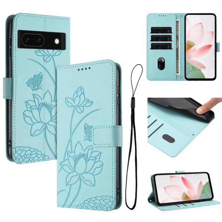 Lotus Embossed Leather Phone Case with Lanyard, For Google Pixel 11 Pro XL, For Google Pixel 11 / 11 Pro, For Google Pixel 10a, For Google Pixel 10 Pro XL / 9 Pro XL, For Google Pixel 10 / 10 Pro / 9 / 9 Pro, For Google Pixel 9a, For Google Pixel 8a   ...
