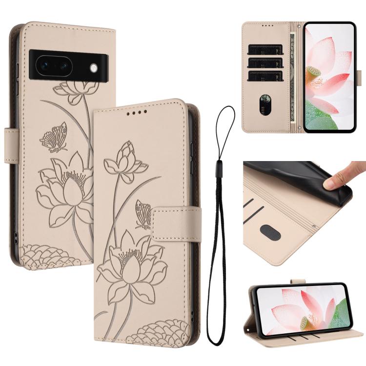 Lotus Embossed Leather Phone Case with Lanyard, For Google Pixel 11 Pro XL, For Google Pixel 11 / 11 Pro, For Google Pixel 10a, For Google Pixel 10 Pro XL / 9 Pro XL, For Google Pixel 10 / 10 Pro / 9 / 9 Pro, For Google Pixel 9a, For Google Pixel 8a   ...