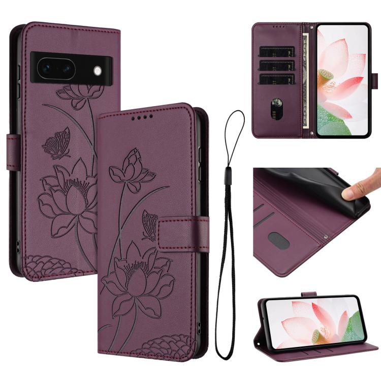 Lotus Embossed Leather Phone Case with Lanyard, For Google Pixel 11 Pro XL, For Google Pixel 11 / 11 Pro, For Google Pixel 10a, For Google Pixel 10 Pro XL / 9 Pro XL, For Google Pixel 10 / 10 Pro / 9 / 9 Pro, For Google Pixel 9a, For Google Pixel 8a   ...