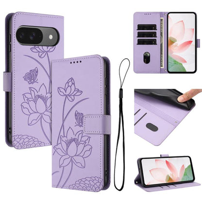 Lotus Embossed Leather Phone Case with Lanyard, For Google Pixel 11 Pro XL, For Google Pixel 11 / 11 Pro, For Google Pixel 10a, For Google Pixel 10 Pro XL / 9 Pro XL, For Google Pixel 10 / 10 Pro / 9 / 9 Pro, For Google Pixel 9a, For Google Pixel 8a   ...