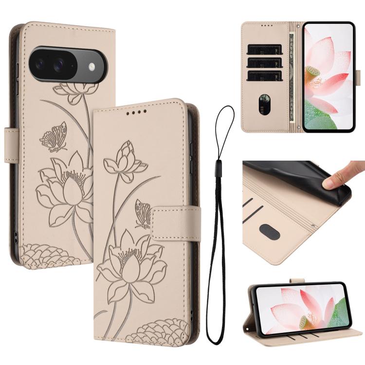Lotus Embossed Leather Phone Case with Lanyard, For Google Pixel 11 Pro XL, For Google Pixel 11 / 11 Pro, For Google Pixel 10a, For Google Pixel 10 Pro XL / 9 Pro XL, For Google Pixel 10 / 10 Pro / 9 / 9 Pro, For Google Pixel 9a, For Google Pixel 8a   ...