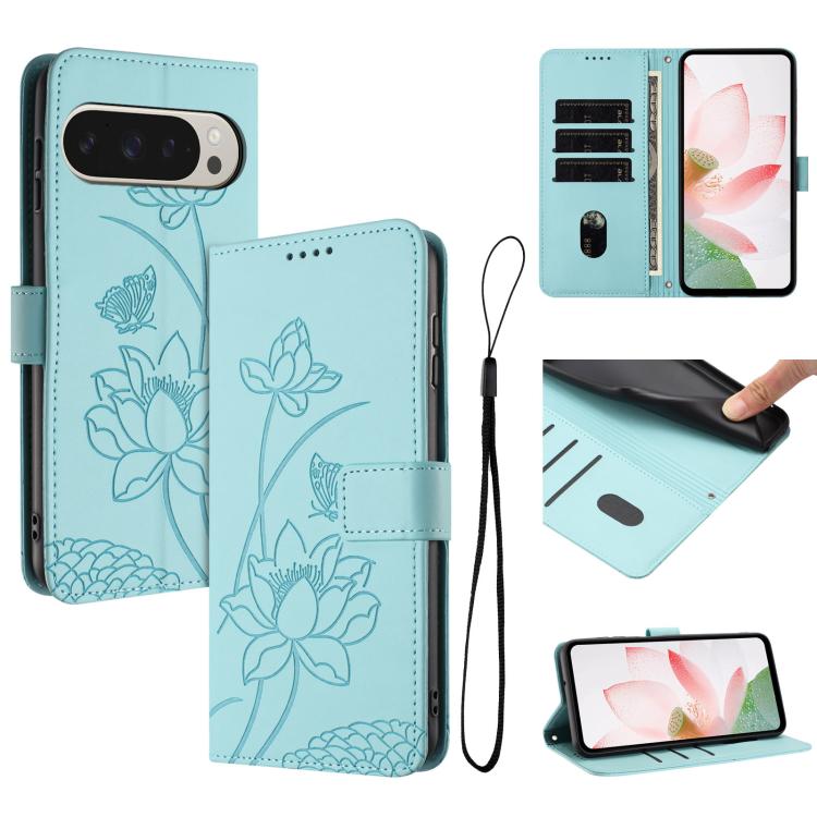 Lotus Embossed Leather Phone Case with Lanyard, For Google Pixel 11 Pro XL, For Google Pixel 11 / 11 Pro, For Google Pixel 10a, For Google Pixel 10 Pro XL / 9 Pro XL, For Google Pixel 10 / 10 Pro / 9 / 9 Pro, For Google Pixel 9a, For Google Pixel 8a   ...