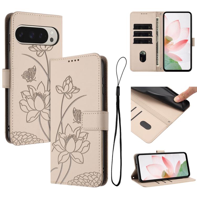 Lotus Embossed Leather Phone Case with Lanyard, For Google Pixel 11 Pro XL, For Google Pixel 11 / 11 Pro, For Google Pixel 10a, For Google Pixel 10 Pro XL / 9 Pro XL, For Google Pixel 10 / 10 Pro / 9 / 9 Pro, For Google Pixel 9a, For Google Pixel 8a   ...