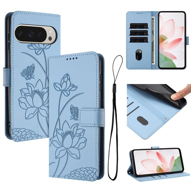 Lotus Embossed Leather Phone Case with Lanyard, For Google Pixel 11 Pro XL, For Google Pixel 11 / 11 Pro, For Google Pixel 10a, For Google Pixel 10 Pro XL / 9 Pro XL, For Google Pixel 10 / 10 Pro / 9 / 9 Pro, For Google Pixel 9a, For Google Pixel 8a   ...