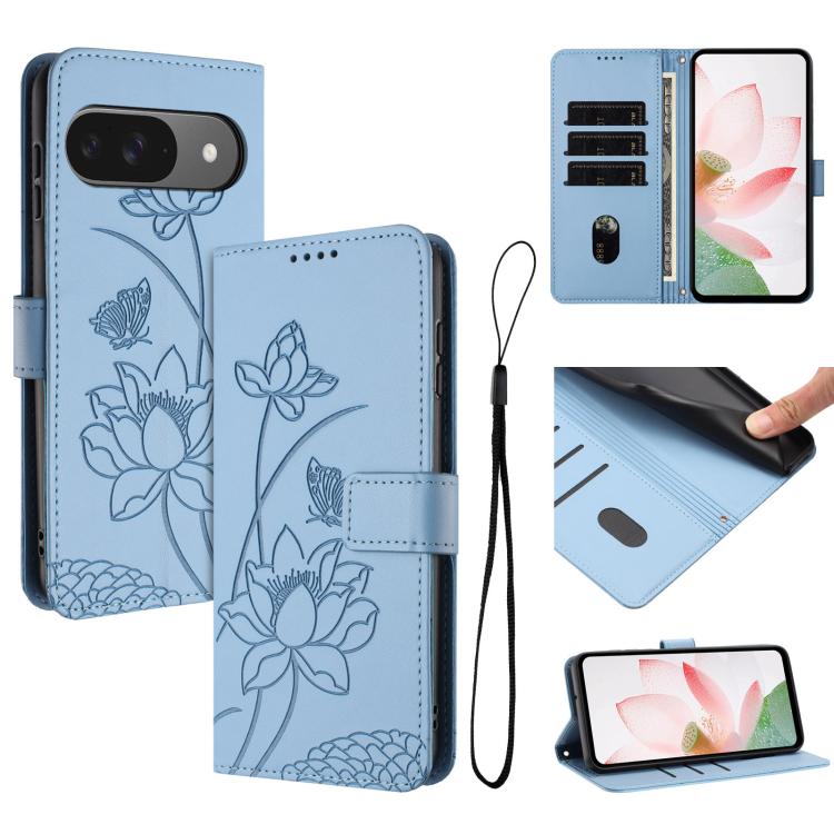Lotus Embossed Leather Phone Case with Lanyard, For Google Pixel 11 Pro XL, For Google Pixel 11 / 11 Pro, For Google Pixel 10a, For Google Pixel 10 Pro XL / 9 Pro XL, For Google Pixel 10 / 10 Pro / 9 / 9 Pro, For Google Pixel 9a, For Google Pixel 8a   ...