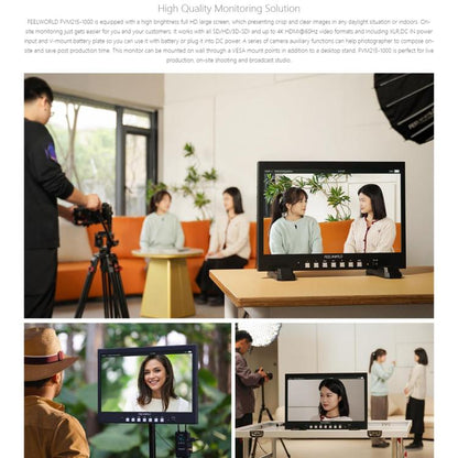 FEELWORLD FVM215-1000 21.5-inch Professional Production Broadcast Monitor High Brightness 1000nit Full HD IPS 4K 60Hz HDMI-compatible 3G-SDI Screen, UK Plug, US Plug, AU Plug, EU Plug