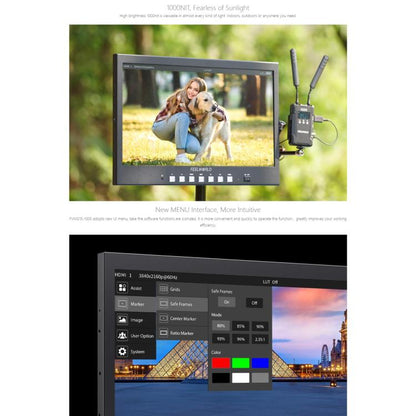 FEELWORLD FVM215-1000 21.5-inch Professional Production Broadcast Monitor High Brightness 1000nit Full HD IPS 4K 60Hz HDMI-compatible 3G-SDI Screen, UK Plug, US Plug, AU Plug, EU Plug