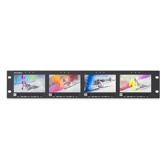 FEELWORLD Q41 Quad 4.5 inch 2RU Rackmount Monitor 3G-SDI 4K HDMI-compatible AV Input and Output