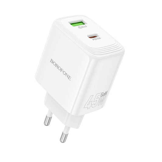 Borofone BN30 Fuente PD45W Type-C + QC3.0 USB Charger, EU Plug