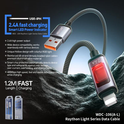WK WDC-106 2.4A Intelligent Digital Display USB to 8 Pin Fast Charging Data Cable, Length: 1.2m