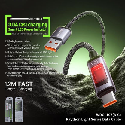 WK WDC-107 3A Intelligent Digital Display USB to Type-C Fast Charging Data Cable, Length: 1.2m