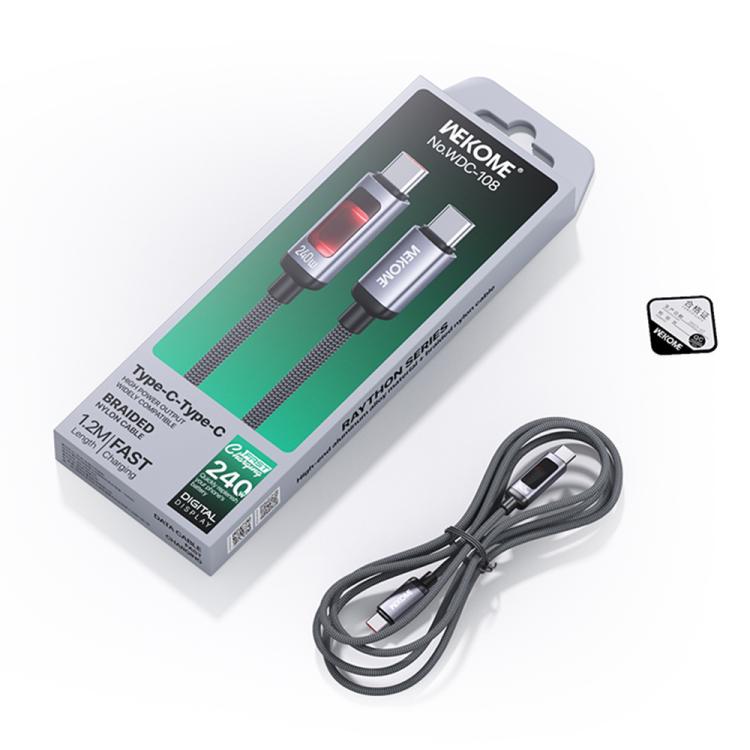 WK WDC-107 3A Intelligent Digital Display USB to Type-C Fast Charging Data Cable, Length: 1.2m