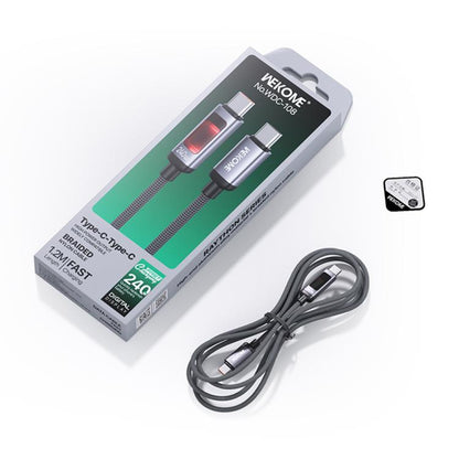 WK WDC-108 240W Intelligent Digital Display Type-C to Type-C Fast Charging Data Cable, Length: 1.2m