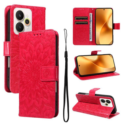 Embossed Sunflower Pattern Flip Leather Phone Case, For Realme 16 Pro+ 5G Global, For Realme 16 Pro 5G Global, For Realme C85 5G/15X 5G India, For Realme C85 Pro 4G, For Realme 15T 5G, For Realme C71 4G India, For Realme 15 5G