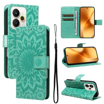 Embossed Sunflower Pattern Flip Leather Phone Case, For Realme 16 Pro+ 5G Global, For Realme 16 Pro 5G Global, For Realme C85 5G/15X 5G India, For Realme C85 Pro 4G, For Realme 15T 5G, For Realme C71 4G India, For Realme 15 5G