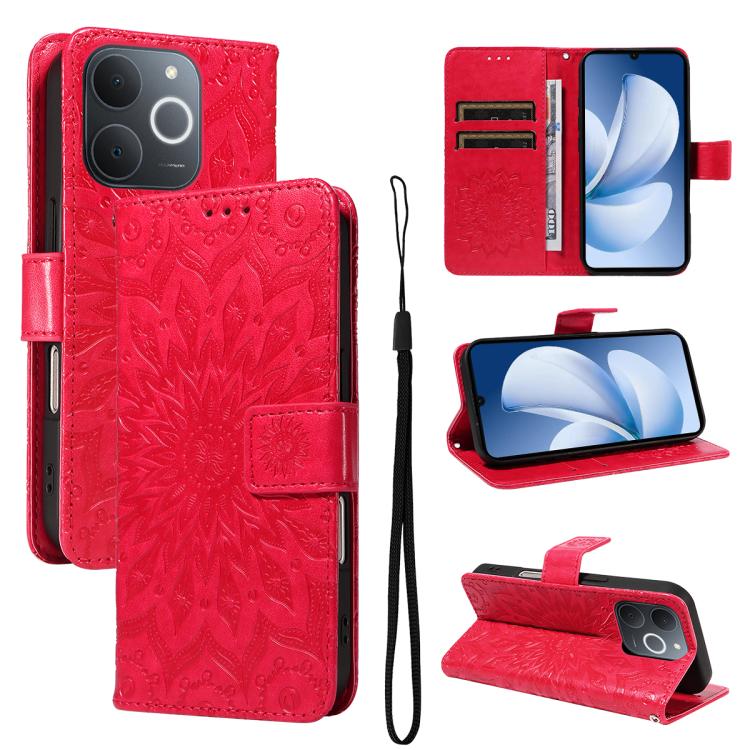 Embossed Sunflower Pattern Flip Leather Phone Case, For Realme 16 Pro+ 5G Global, For Realme 16 Pro 5G Global, For Realme C85 5G/15X 5G India, For Realme C85 Pro 4G, For Realme 15T 5G, For Realme C71 4G India, For Realme 15 5G
