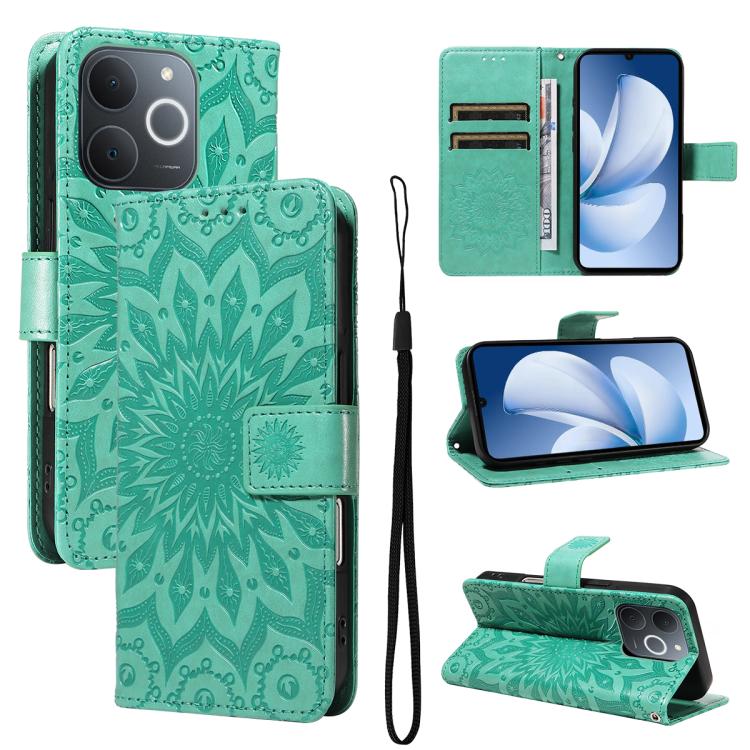 Embossed Sunflower Pattern Flip Leather Phone Case, For Realme 16 Pro+ 5G Global, For Realme 16 Pro 5G Global, For Realme C85 5G/15X 5G India, For Realme C85 Pro 4G, For Realme 15T 5G, For Realme C71 4G India, For Realme 15 5G
