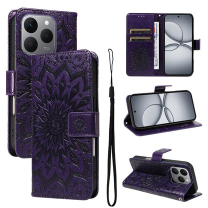 Embossed Sunflower Pattern Flip Leather Phone Case, For Realme 16 Pro+ 5G Global, For Realme 16 Pro 5G Global, For Realme C85 5G/15X 5G India, For Realme C85 Pro 4G, For Realme 15T 5G, For Realme C71 4G India, For Realme 15 5G