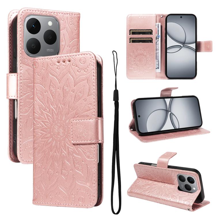 Embossed Sunflower Pattern Flip Leather Phone Case, For Realme 16 Pro+ 5G Global, For Realme 16 Pro 5G Global, For Realme C85 5G/15X 5G India, For Realme C85 Pro 4G, For Realme 15T 5G, For Realme C71 4G India, For Realme 15 5G