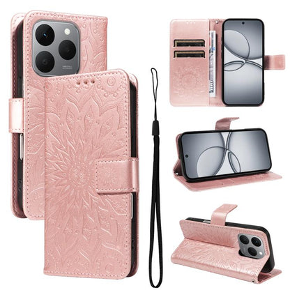 Embossed Sunflower Pattern Flip Leather Phone Case, For Realme 16 Pro+ 5G Global, For Realme 16 Pro 5G Global, For Realme C85 5G/15X 5G India, For Realme C85 Pro 4G, For Realme 15T 5G, For Realme C71 4G India, For Realme 15 5G