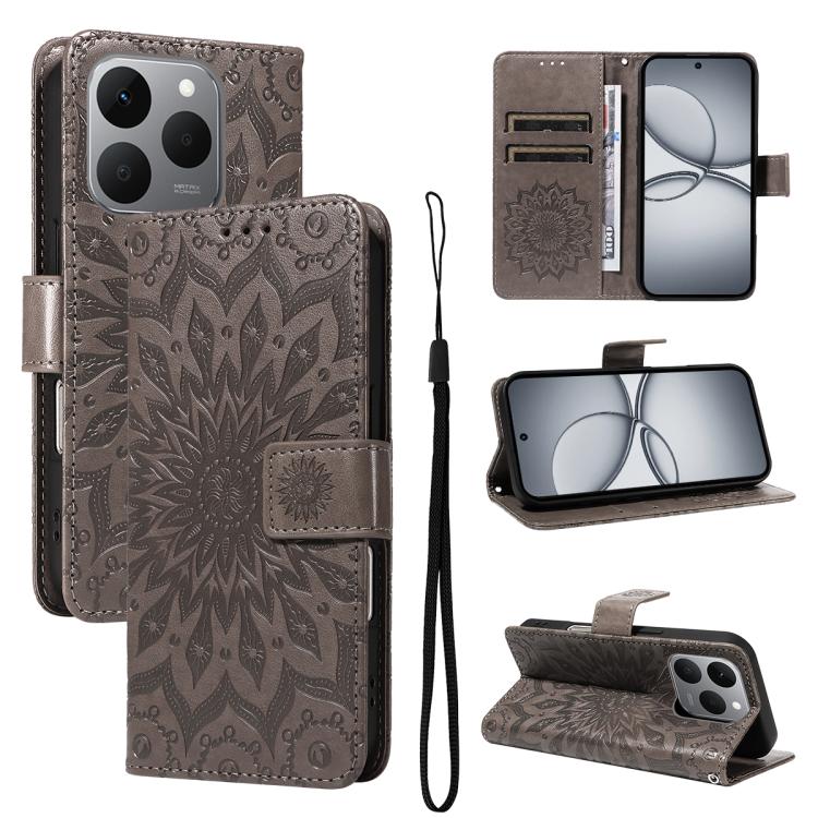 Embossed Sunflower Pattern Flip Leather Phone Case, For Realme 16 Pro+ 5G Global, For Realme 16 Pro 5G Global, For Realme C85 5G/15X 5G India, For Realme C85 Pro 4G, For Realme 15T 5G, For Realme C71 4G India, For Realme 15 5G