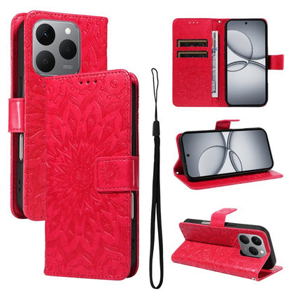 Embossed Sunflower Pattern Flip Leather Phone Case, For Realme 16 Pro+ 5G Global, For Realme 16 Pro 5G Global, For Realme C85 5G/15X 5G India, For Realme C85 Pro 4G, For Realme 15T 5G, For Realme C71 4G India, For Realme 15 5G