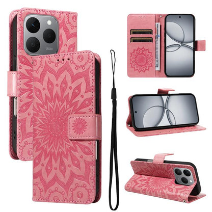 Embossed Sunflower Pattern Flip Leather Phone Case, For Realme 16 Pro+ 5G Global, For Realme 16 Pro 5G Global, For Realme C85 5G/15X 5G India, For Realme C85 Pro 4G, For Realme 15T 5G, For Realme C71 4G India, For Realme 15 5G