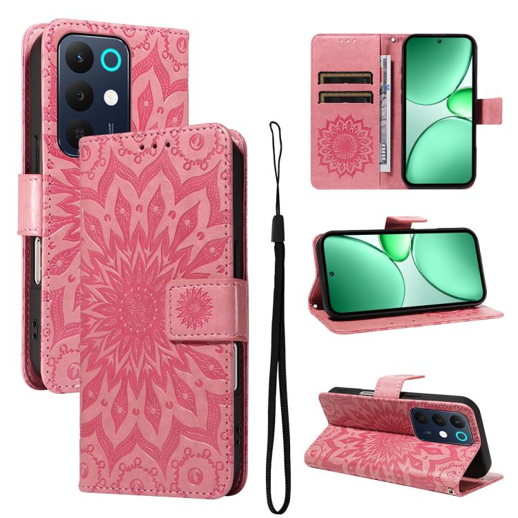 Embossed Sunflower Pattern Flip Leather Phone Case, For Realme 16 Pro+ 5G Global, For Realme 16 Pro 5G Global, For Realme C85 5G/15X 5G India, For Realme C85 Pro 4G, For Realme 15T 5G, For Realme C71 4G India, For Realme 15 5G